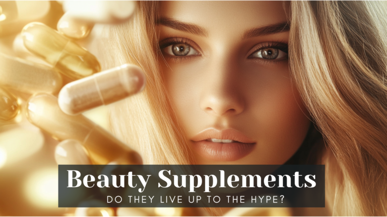 Woman looking at beauty supplements.