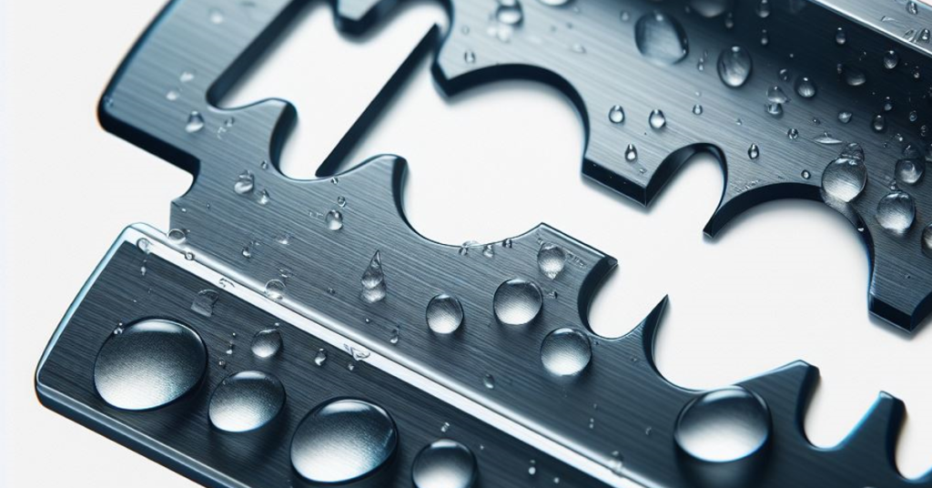Sharp and wet razor blade