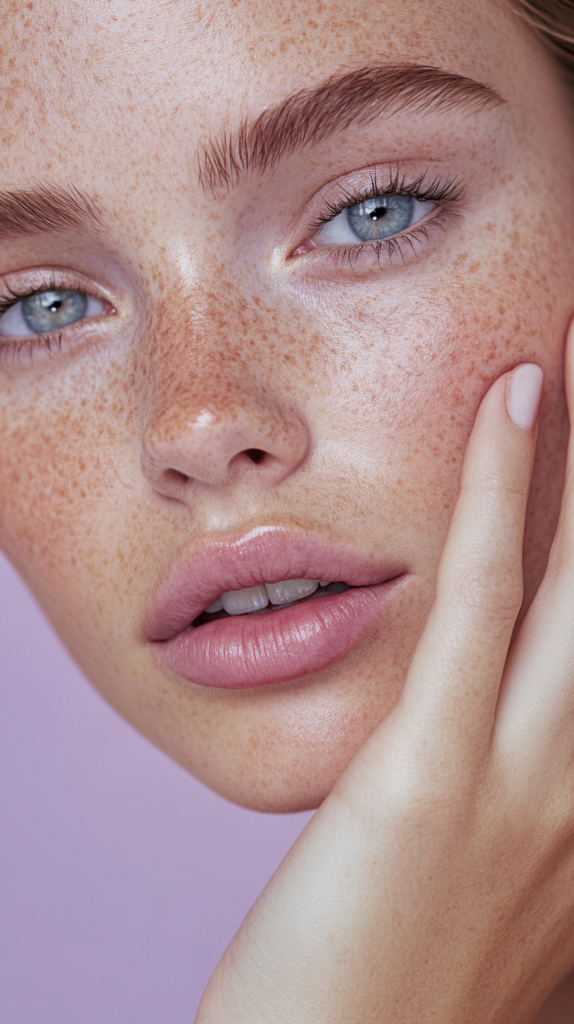 A woman that uses  Eco-Friendly Skin Care products