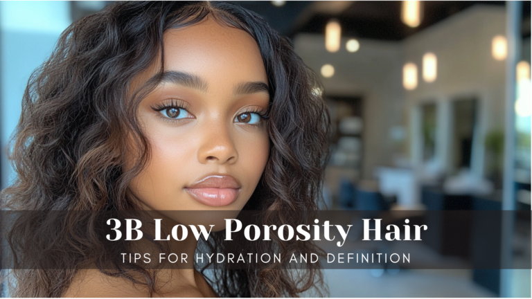 a light skin woman with 3b hair looking at the camera inside a hair salon