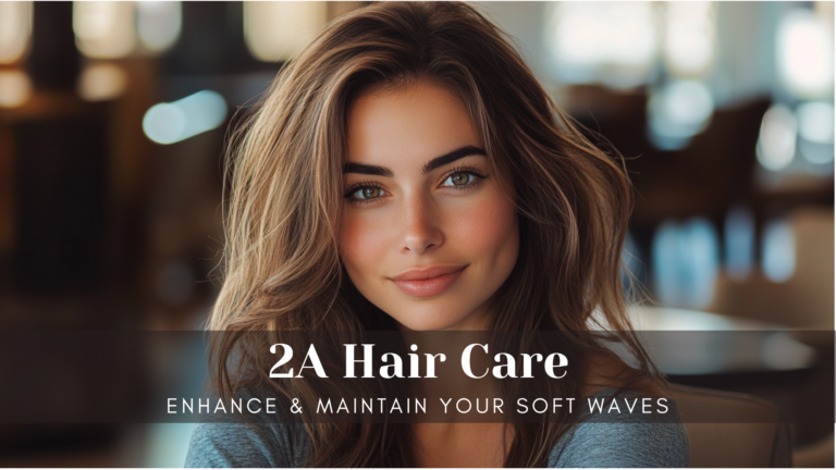 a woman with long 2a hair with waves sitting on a hotel lobby/bar with a soft smile on her face