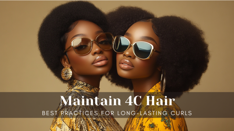 2 women standing shoulder to shoulder, looking at the camera with soft smiles and sunglasses on, each woman with 4C Hair type