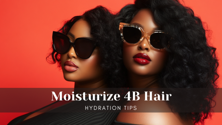 2 women standing shoulder to shoulder, looking at the camera with soft smiles and sunglasses on, each woman with 4B Hair type