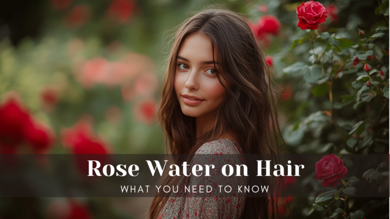 Woman standing in rose garden picking up roses to make Rose water.