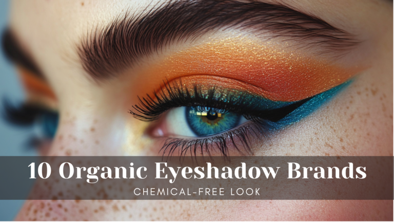 Close-up of flawless eye makeup with vibrant eyeshadows.