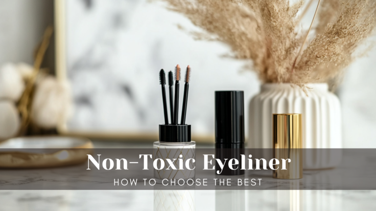 Liquid and pencil eyeliners on super elegant counter