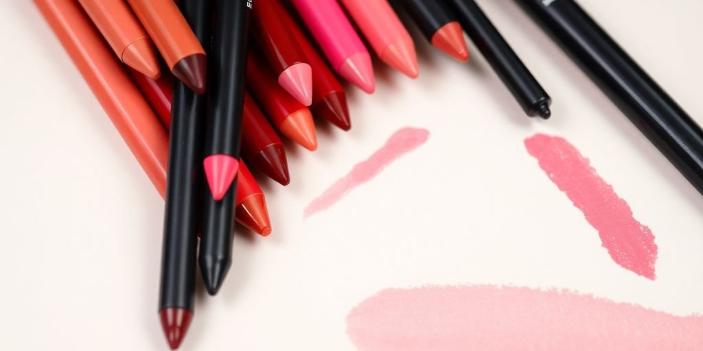 Colorful organic lip liners in a beautiful arrangement.