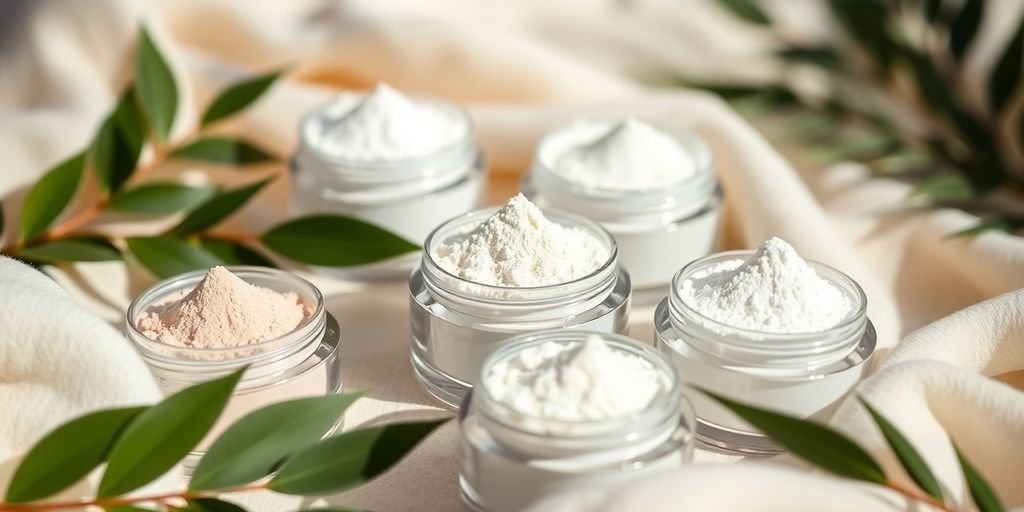 Close-up of non-toxic setting powders in natural setting.