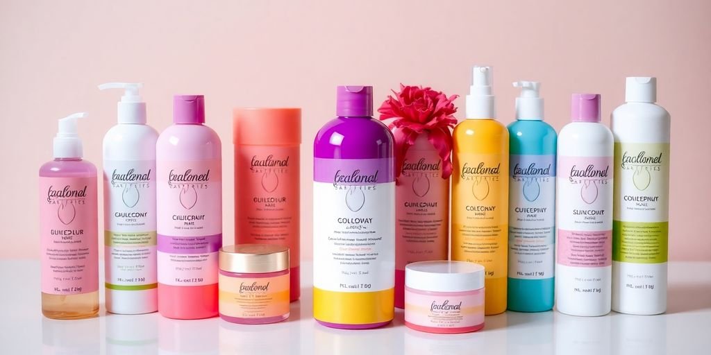 Colorful hair care products for personalized routines.
