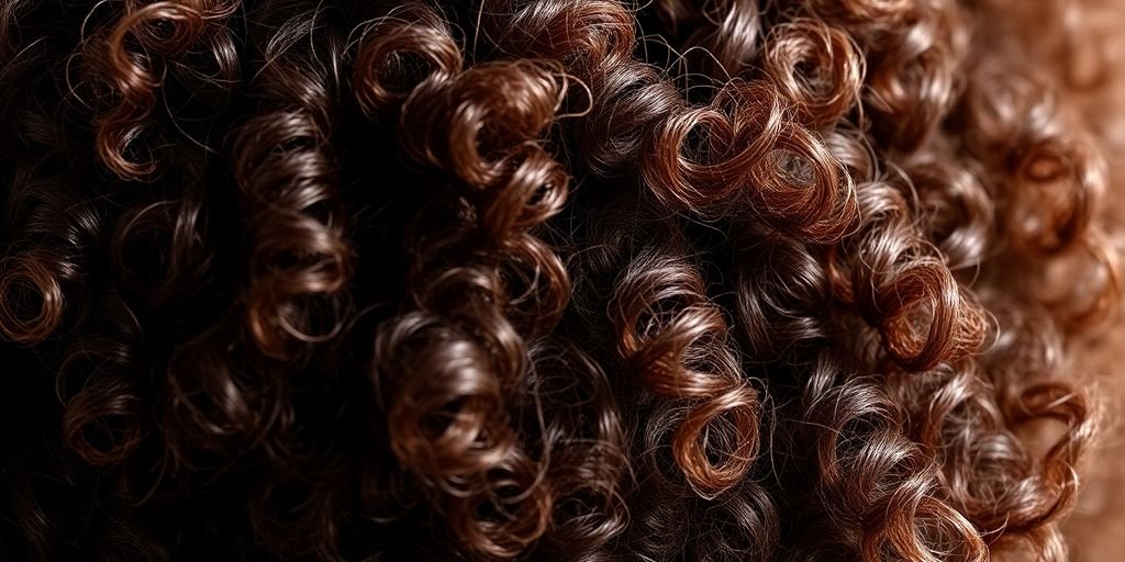 Close-up of textured Type 4B hair curls.