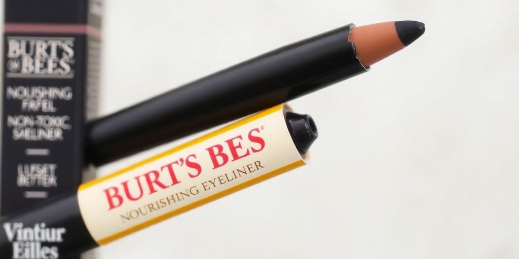 Burt’s Bees Nourishing Eyeliner pencil on a natural background.