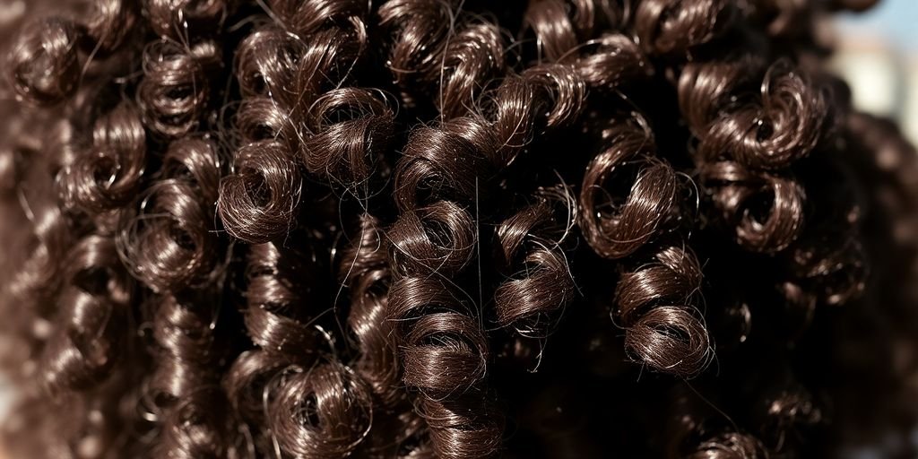 Close-up of healthy, defined 3C curly hair.