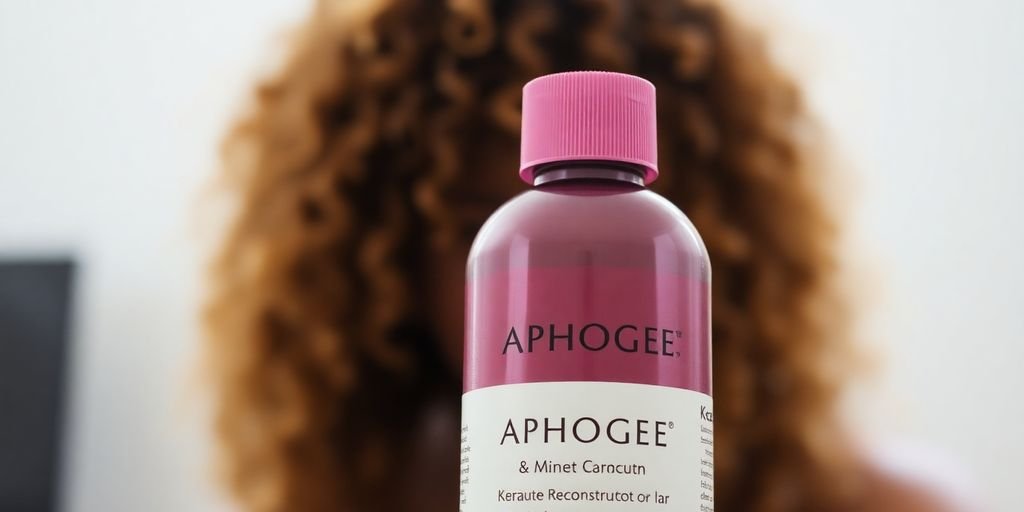 Aphogee Keratin 2 Minute Reconstructor bottle with curls.