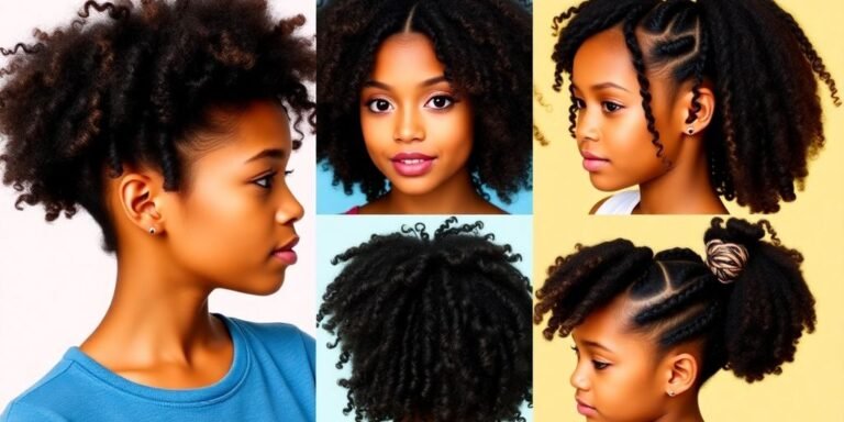Diverse girls with easy mixed hairstyles for curly hair.