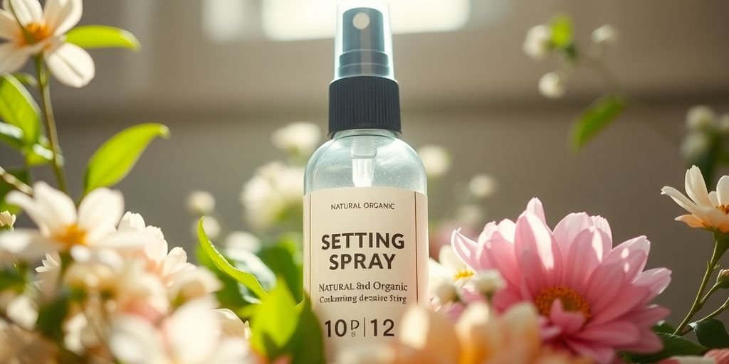 Natural setting spray with flowers and greenery background.
