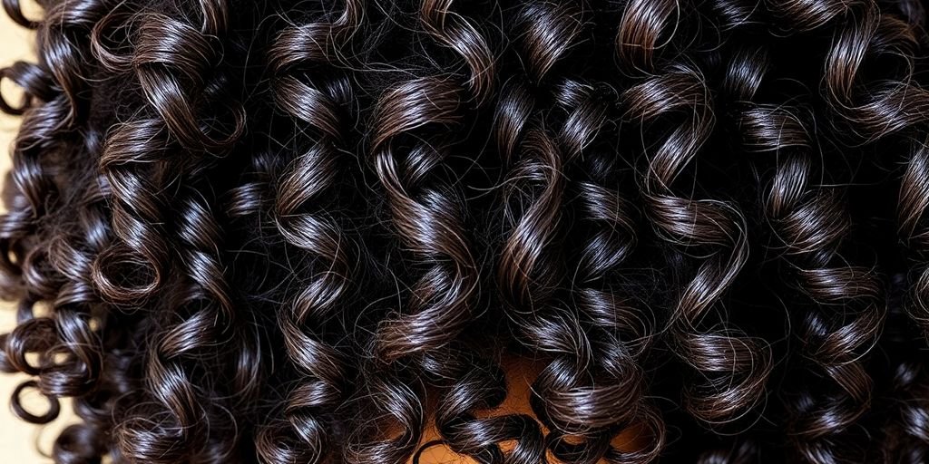 Close-up of shiny, defined Type 3A curls.