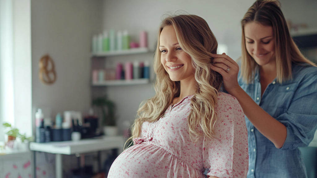 Pregnant woman with Hair Dye