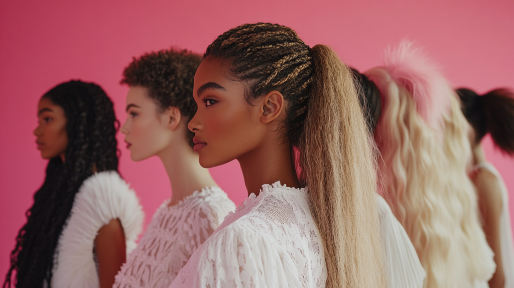 A diverse group with various multiracial hair textures.