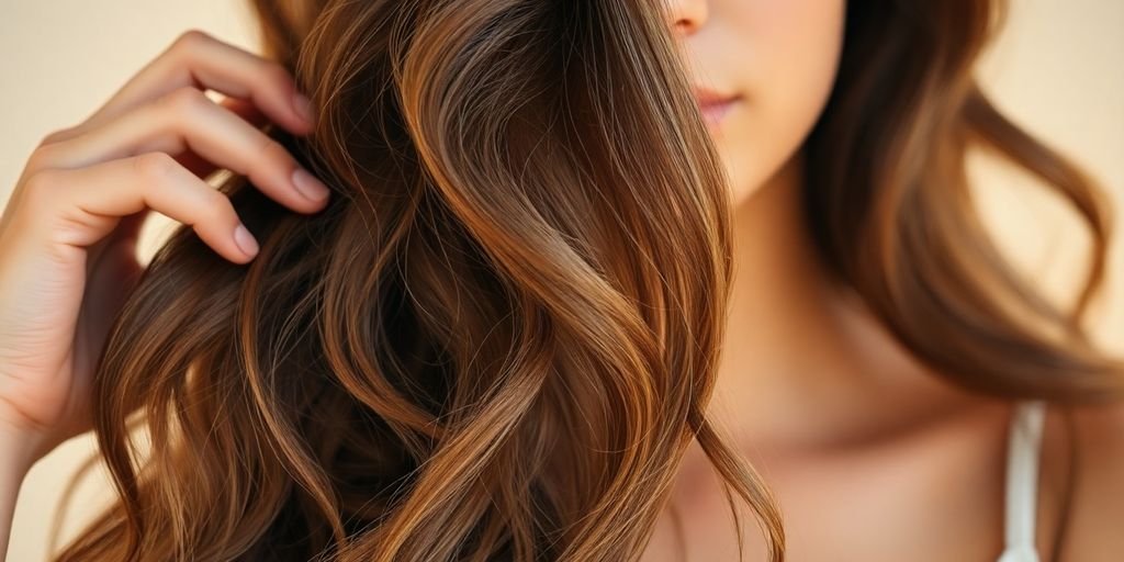 Woman with wavy hair in soft sunlight, enhancing texture.
