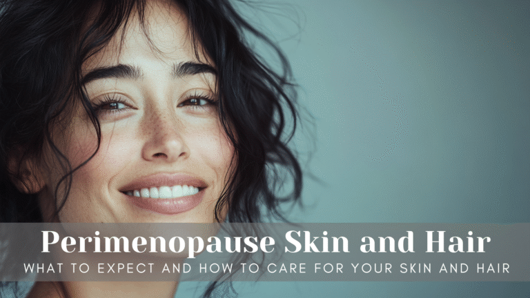 beautiful 40 year old woman with Perimenopause Skin and Hair smiling at the camera