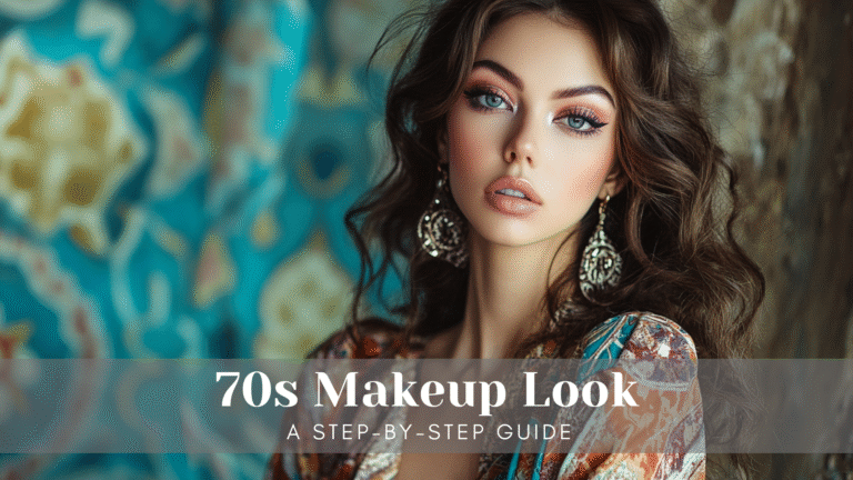 18 year old woman wearing 70s style makeup and hair for a party