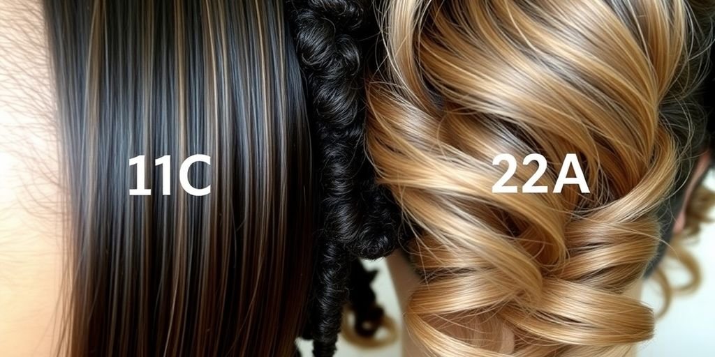 Close-up of 1C and 2A hair textures.