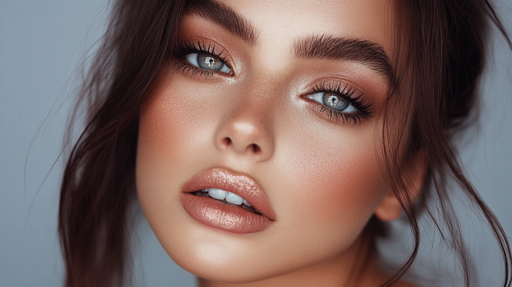 A 22 year old woman wearing clean makeup, magazine cover