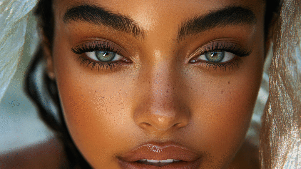 A 22 year old woman wearing clean makeup, magazine cover