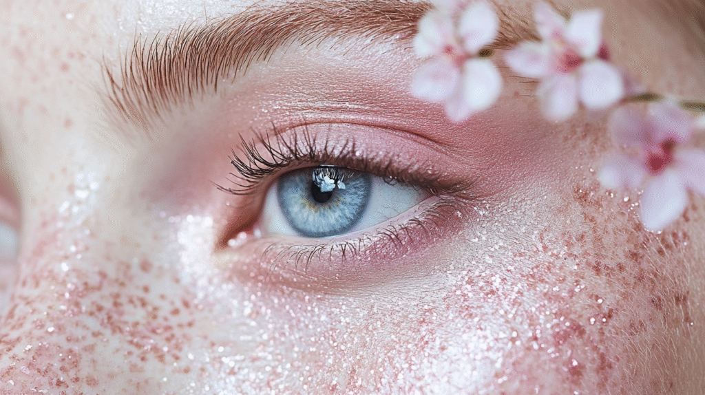A woman with A Soft Summer Color Palette makeup. 