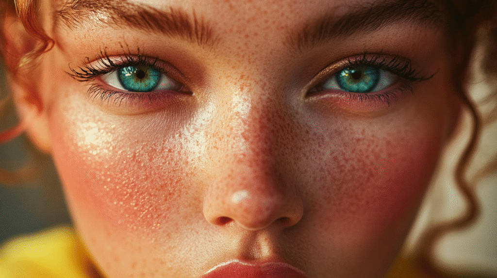 Model applying tinted moisturizer for a radiant complexion.