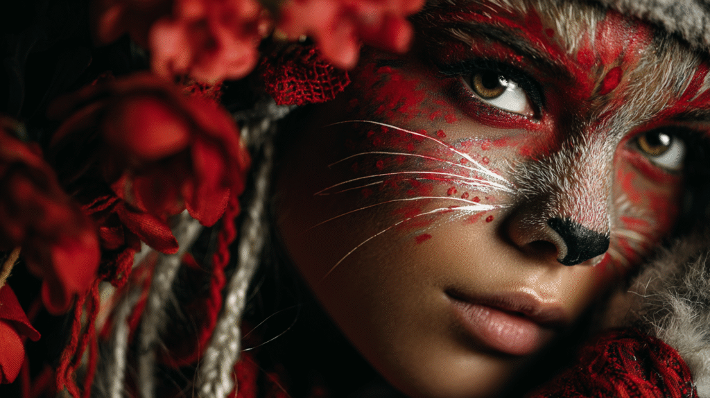 A girl wearing cat makeup