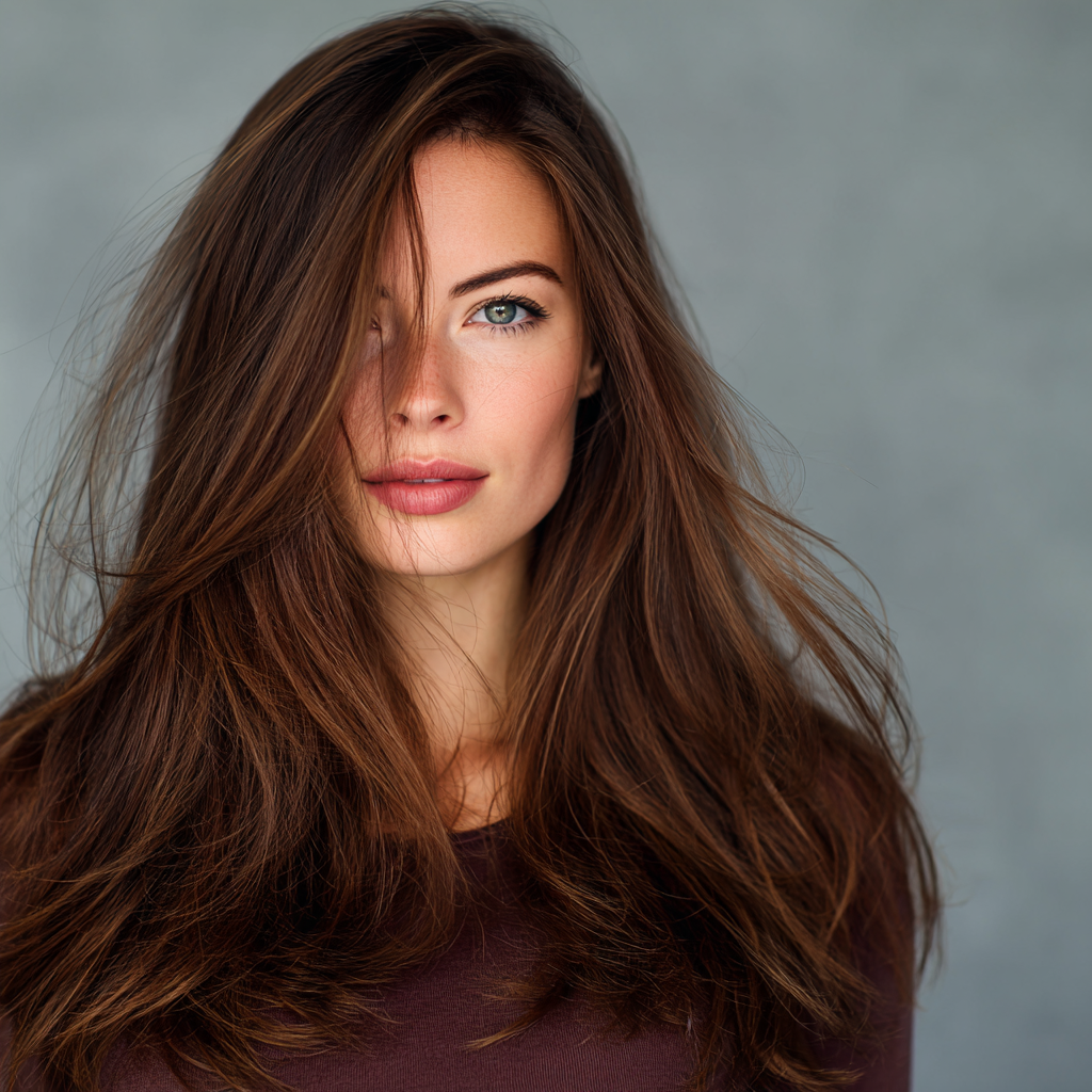 Woman with voluminous, healthy thin hair