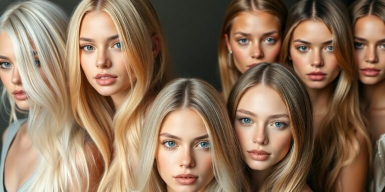 Various blonde hair shades and tones.