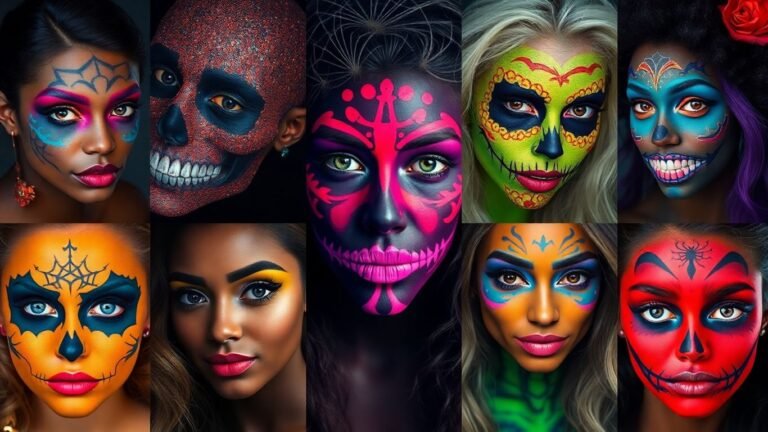 Easy Halloween makeup looks for various spooky characters.