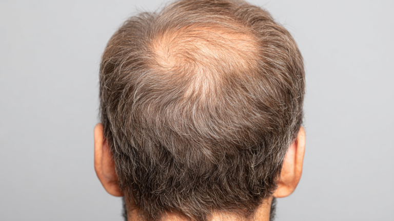 Man's head showing subtle hair regrowth