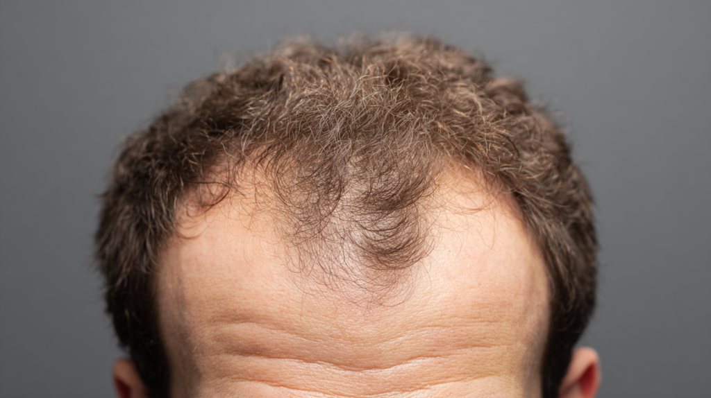 Man's head showing subtle hair regrowth