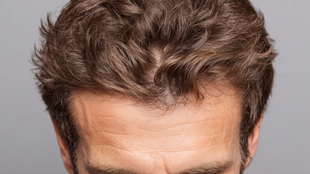 Man's head showing subtle hair regrowth