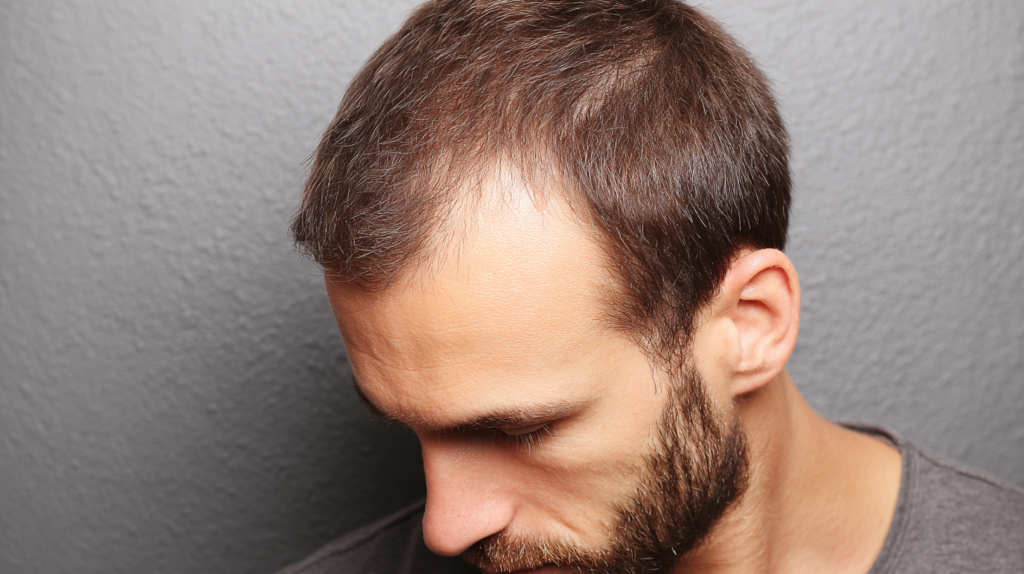Man's head showing subtle hair regrowth