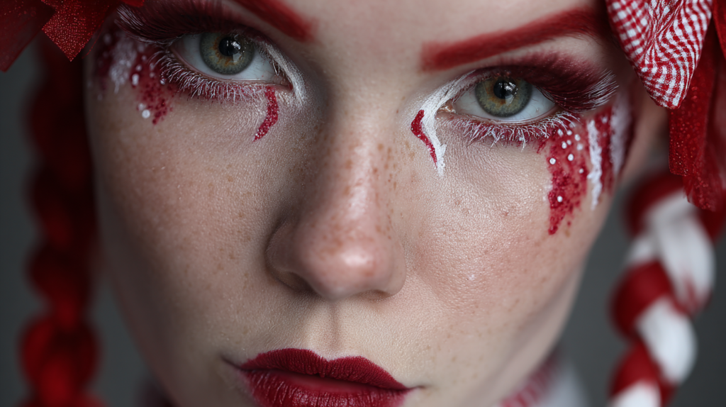 Poland-inspired makeup tutorial with red and white accents.