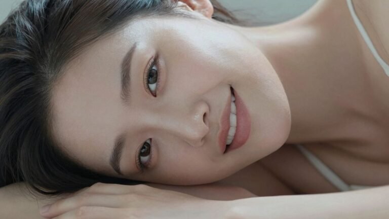 Woman with bright, glowing skin