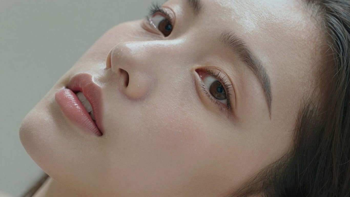 Woman with bright, glowing skin