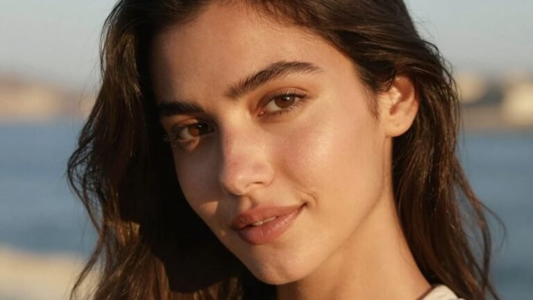 Woman with glowing skin and a natural, radiant look.