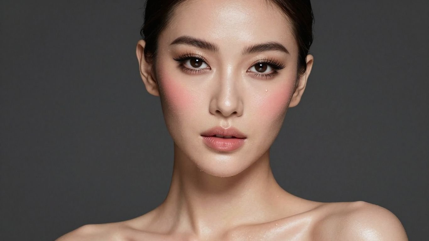 Woman with makeup in humid weather