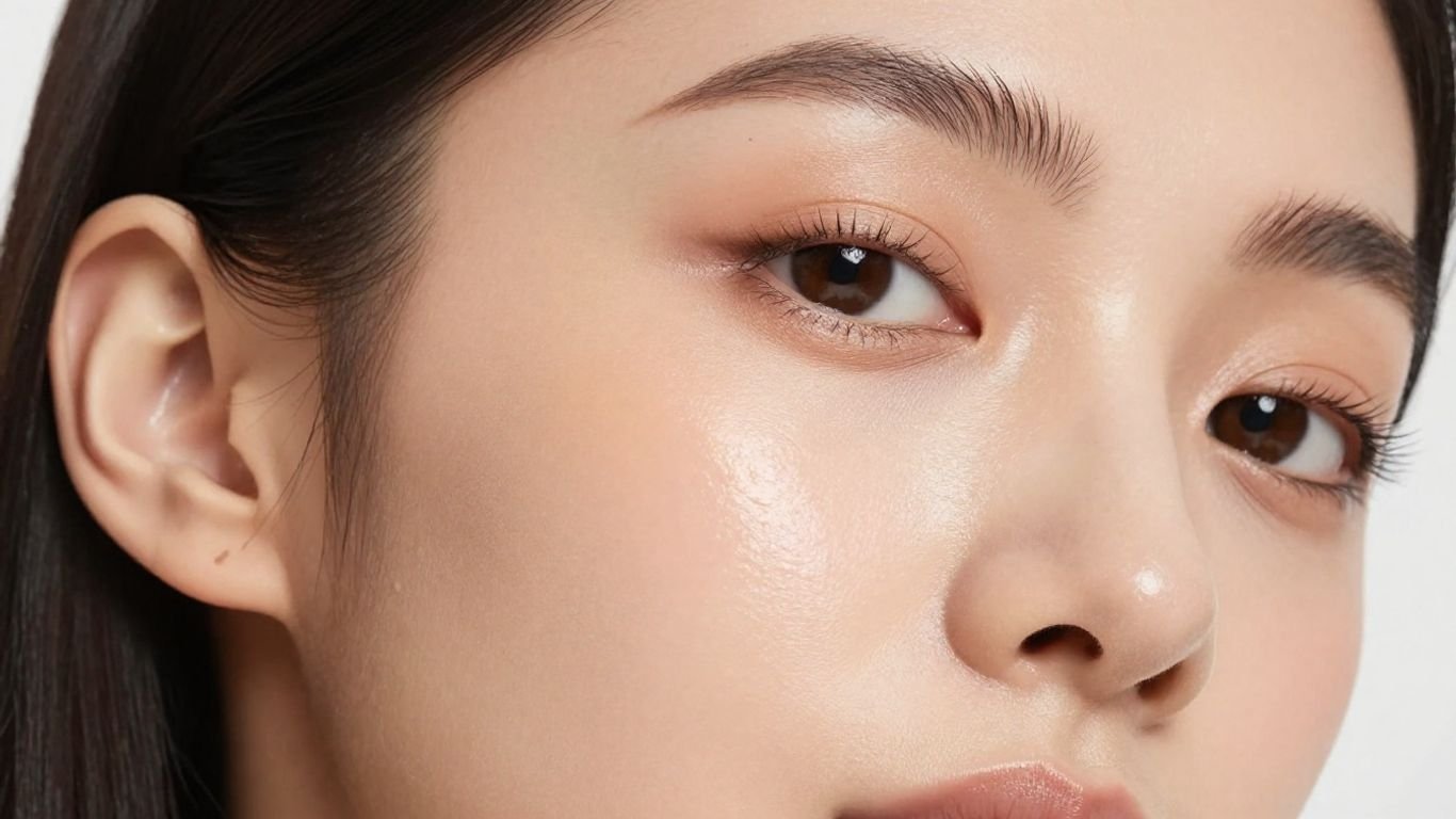 Woman with flawless makeup in dry weather