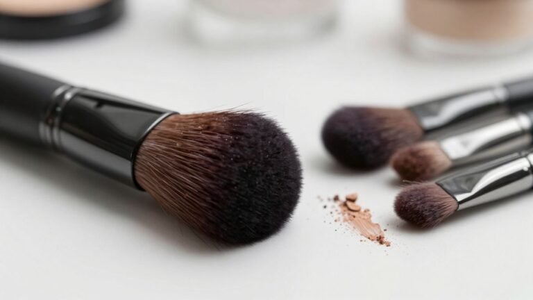 Clean and dirty makeup brushes side-by-side.
