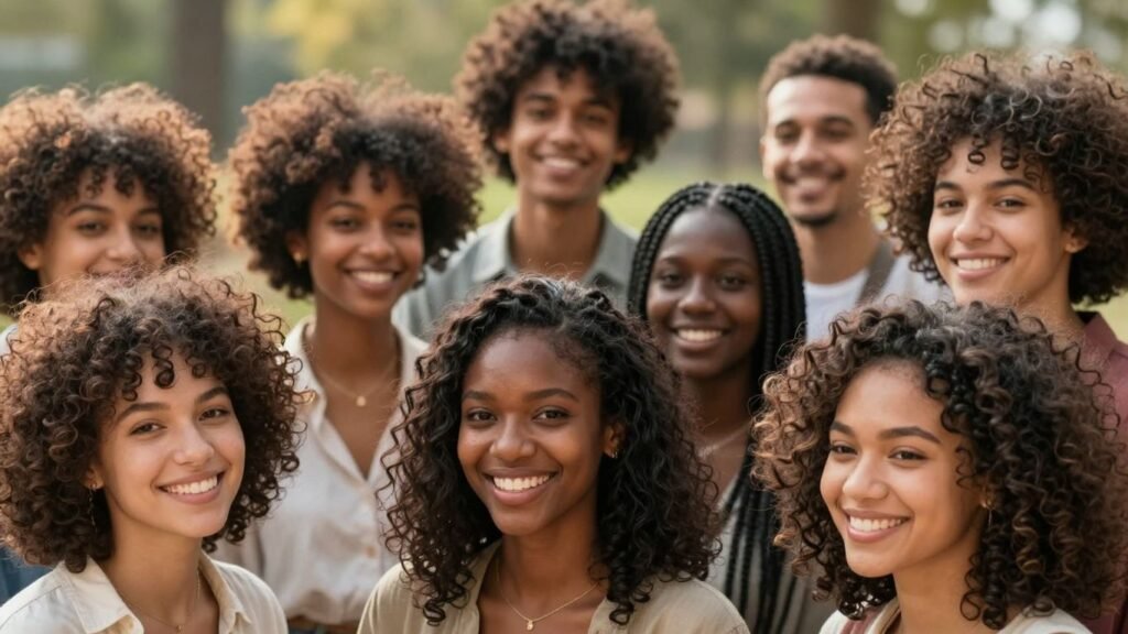Diverse textured hair styles and healthy hair.