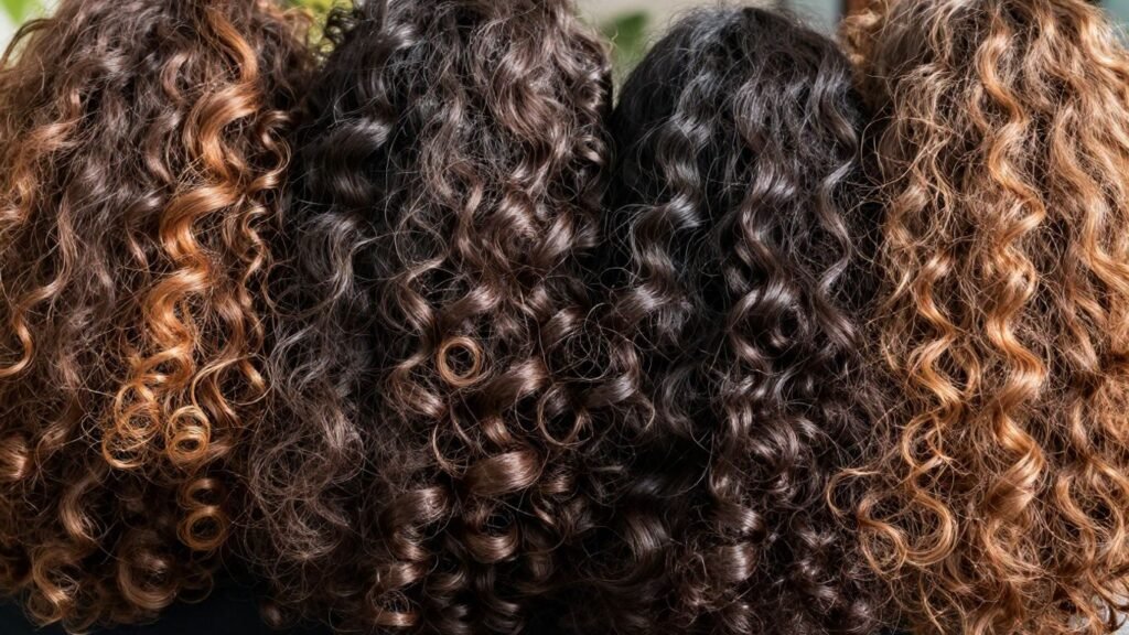 Diverse mixed race hair textures and colors close-up.