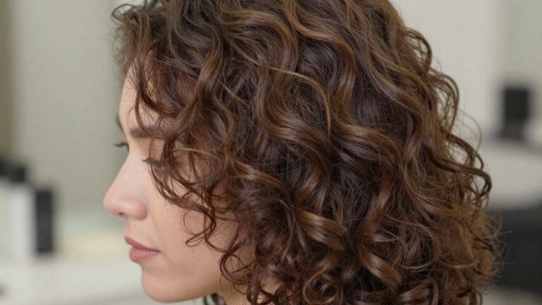 Woman with gorgeous, defined mixed-texture curls at night.