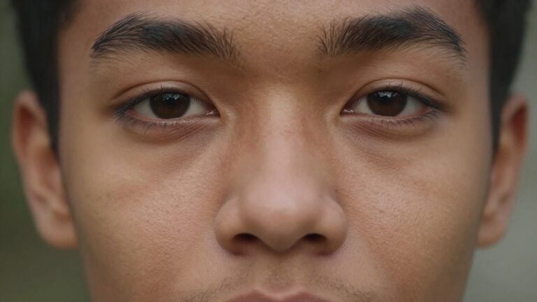Close-up of biracial skin tones on a face.